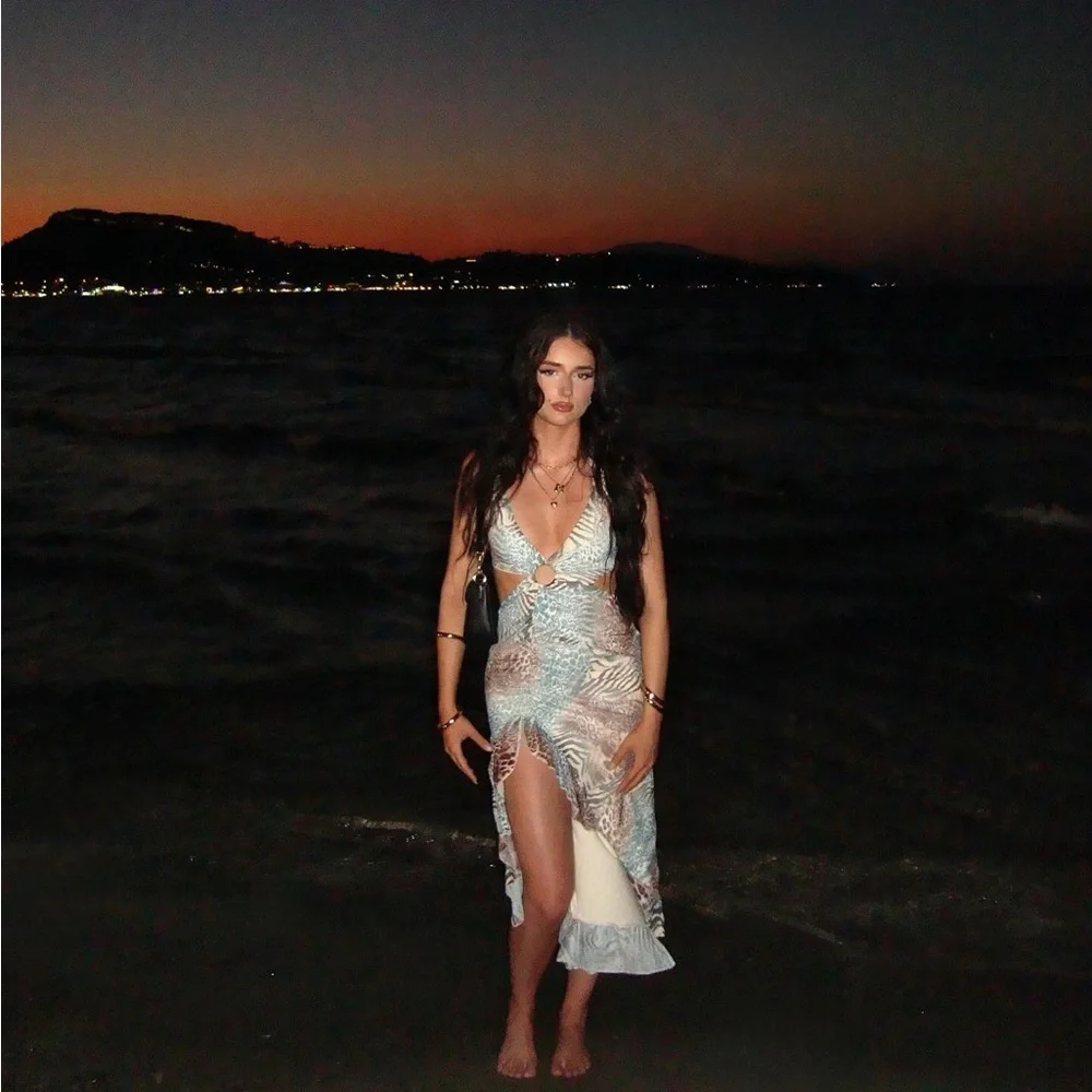 High Slit Ruffle Hem Dress - Picture 3 of 7